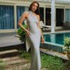 Silver Mirage Halter Gown