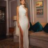 Ivory Obsession One-Shoulder Gown
